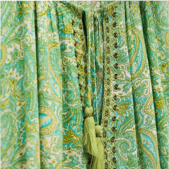 NWT Sold Out ZARA Beaded Printed Blouse - Picture 3 of 3